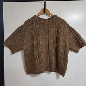 ANA Womens Chucky Cable Knit Casual Everyday Workwear Cardigan Coco Brown XXL